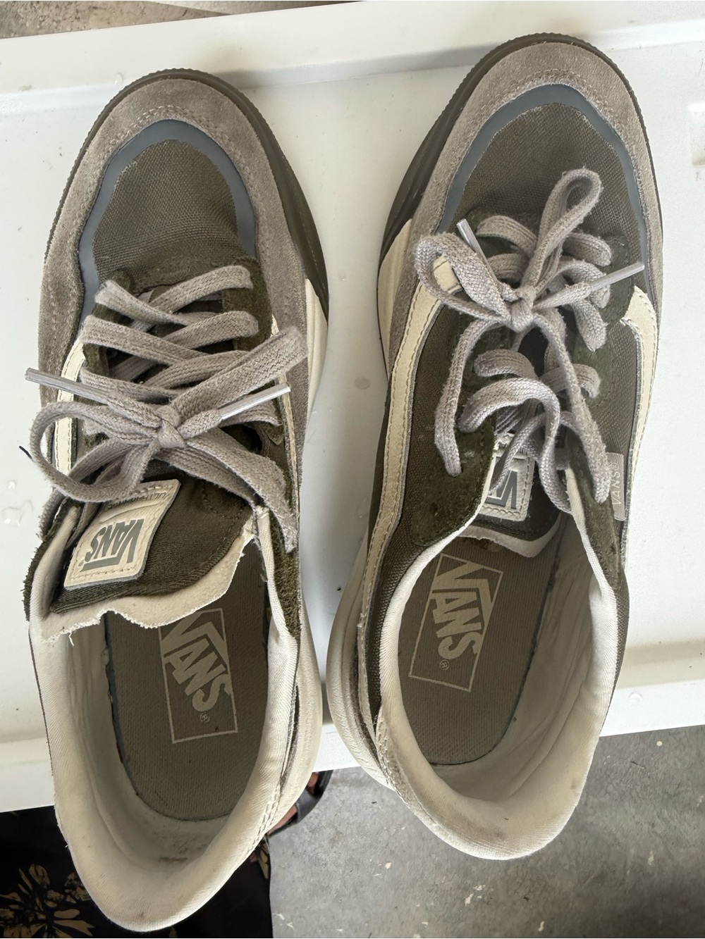 Vans Olive Green and Beige Low-Top Sneakers
